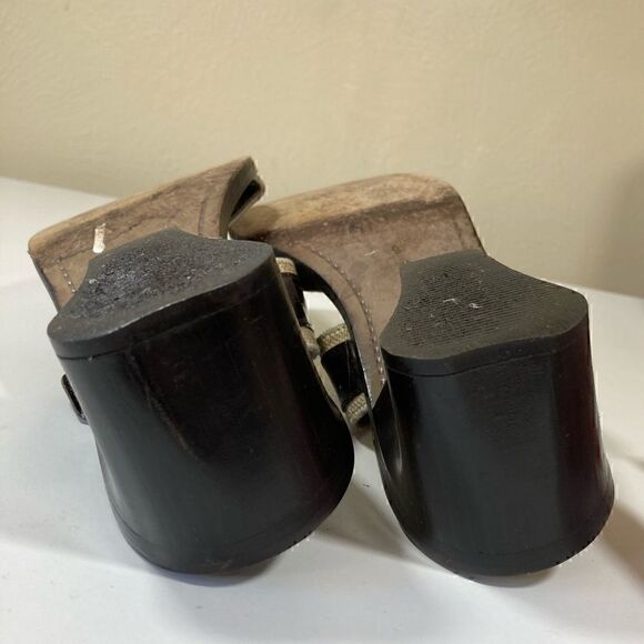 DONALD PLINER CROC EMBOSSED LEATHER & Canvas Women’s open toe sandals size 9 GUC - Picture 13 of 16